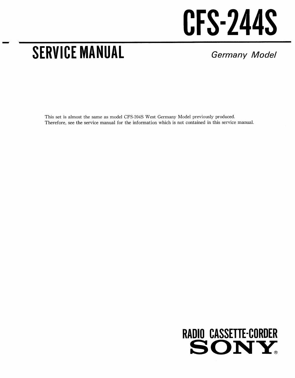 sony cfs 244 s service manual