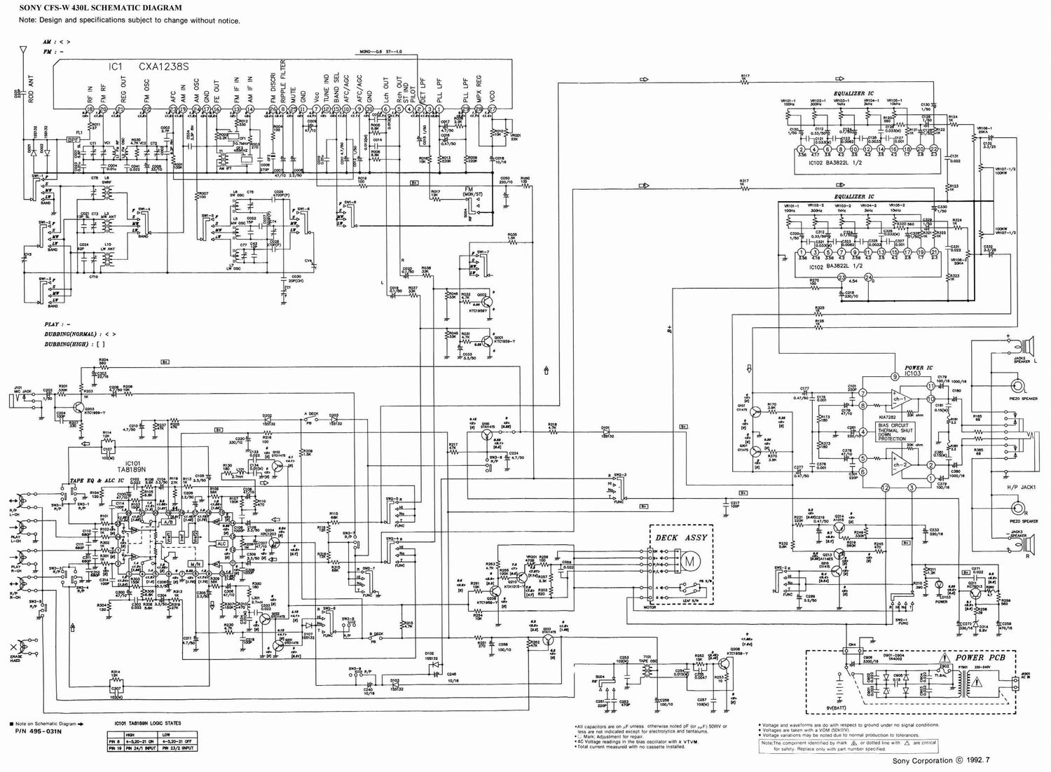 sony cfs w 430 l schematic