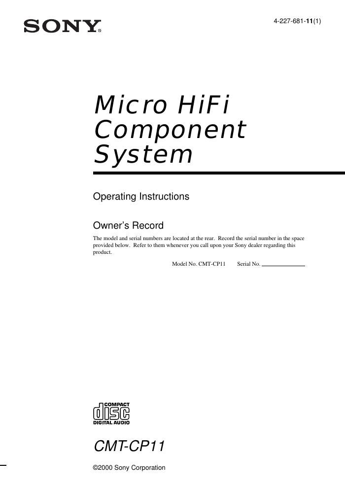 sony cmt cp 11 owners manual
