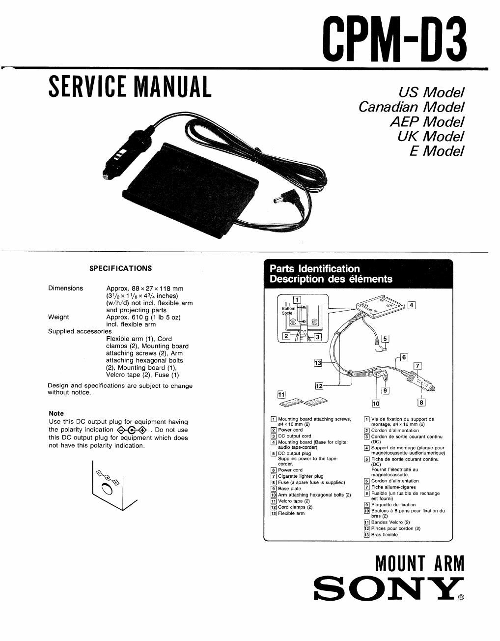 sony cpm d 3 service manual