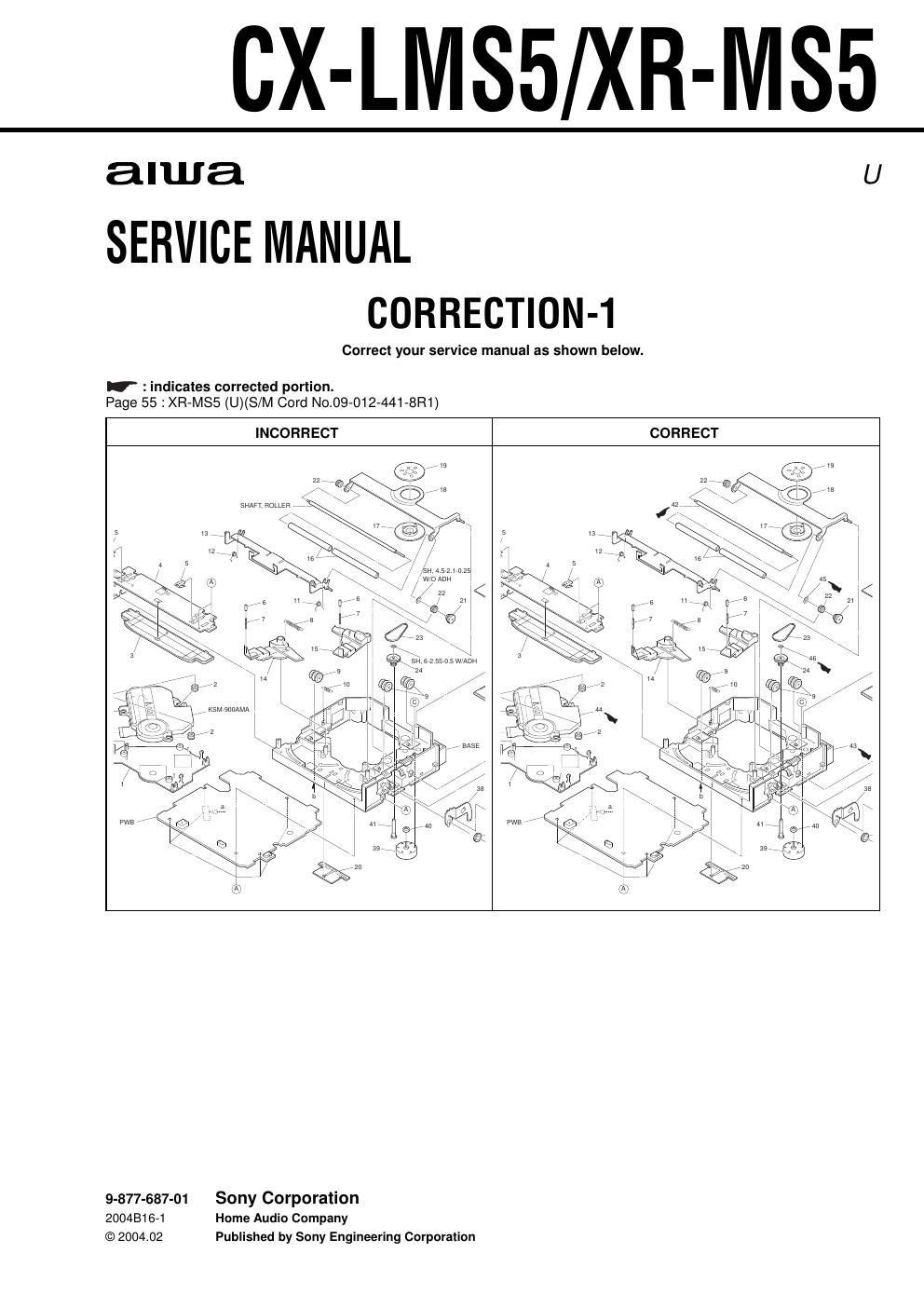 sony cx lms 5 service manual