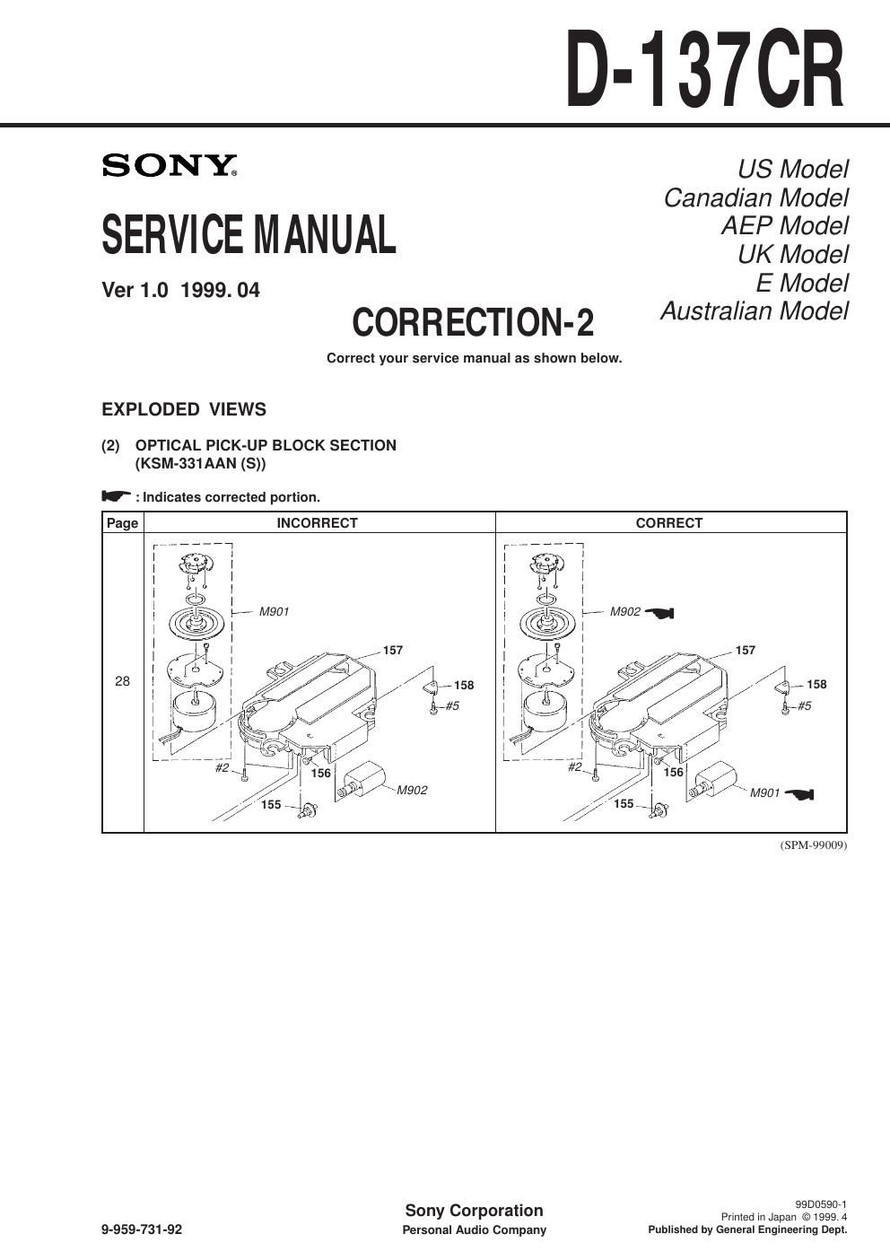 sony d 137 cr service manual