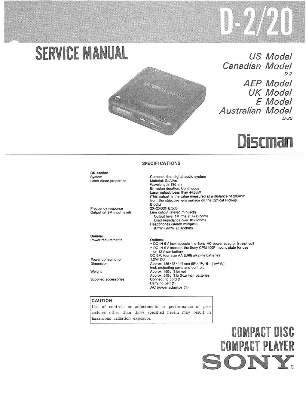 sony d 20 service manual