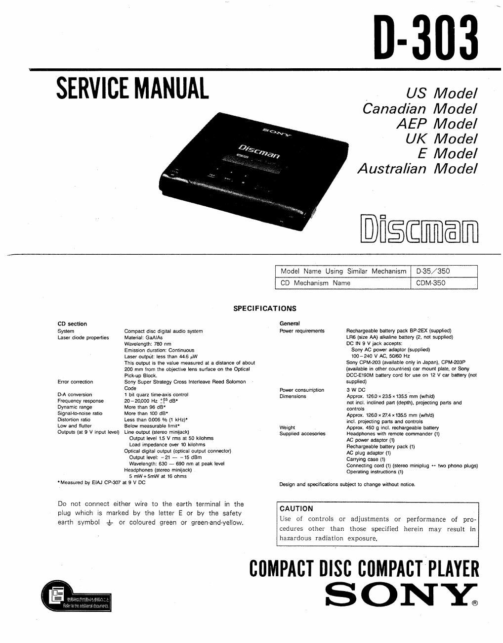 sony d 303 service manual