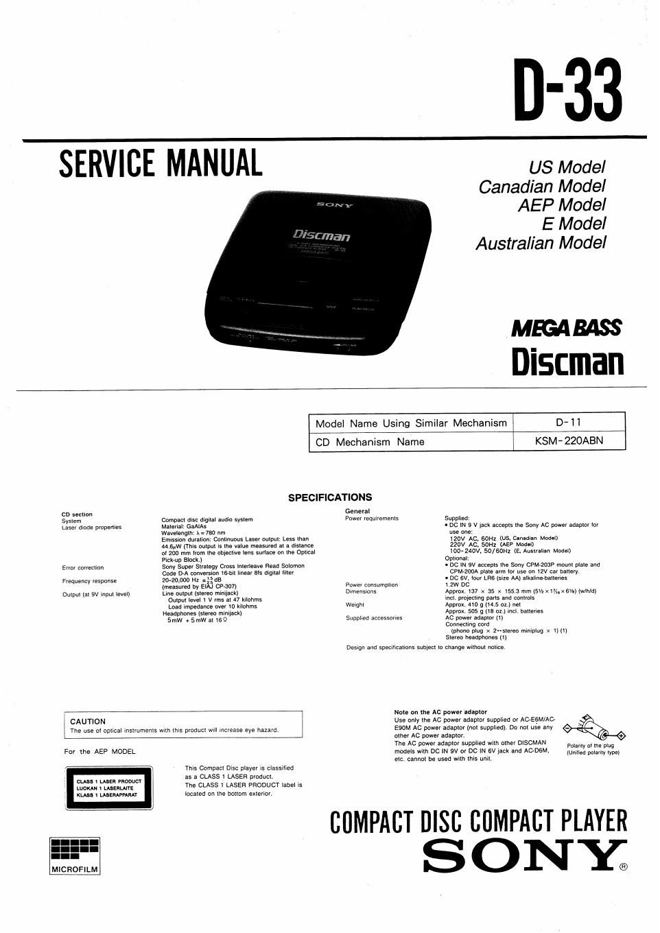 sony d 33 service manual