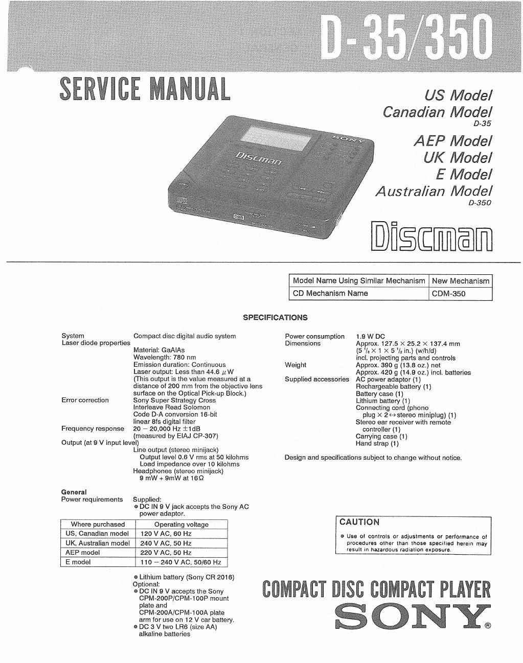 sony d 35 service manual
