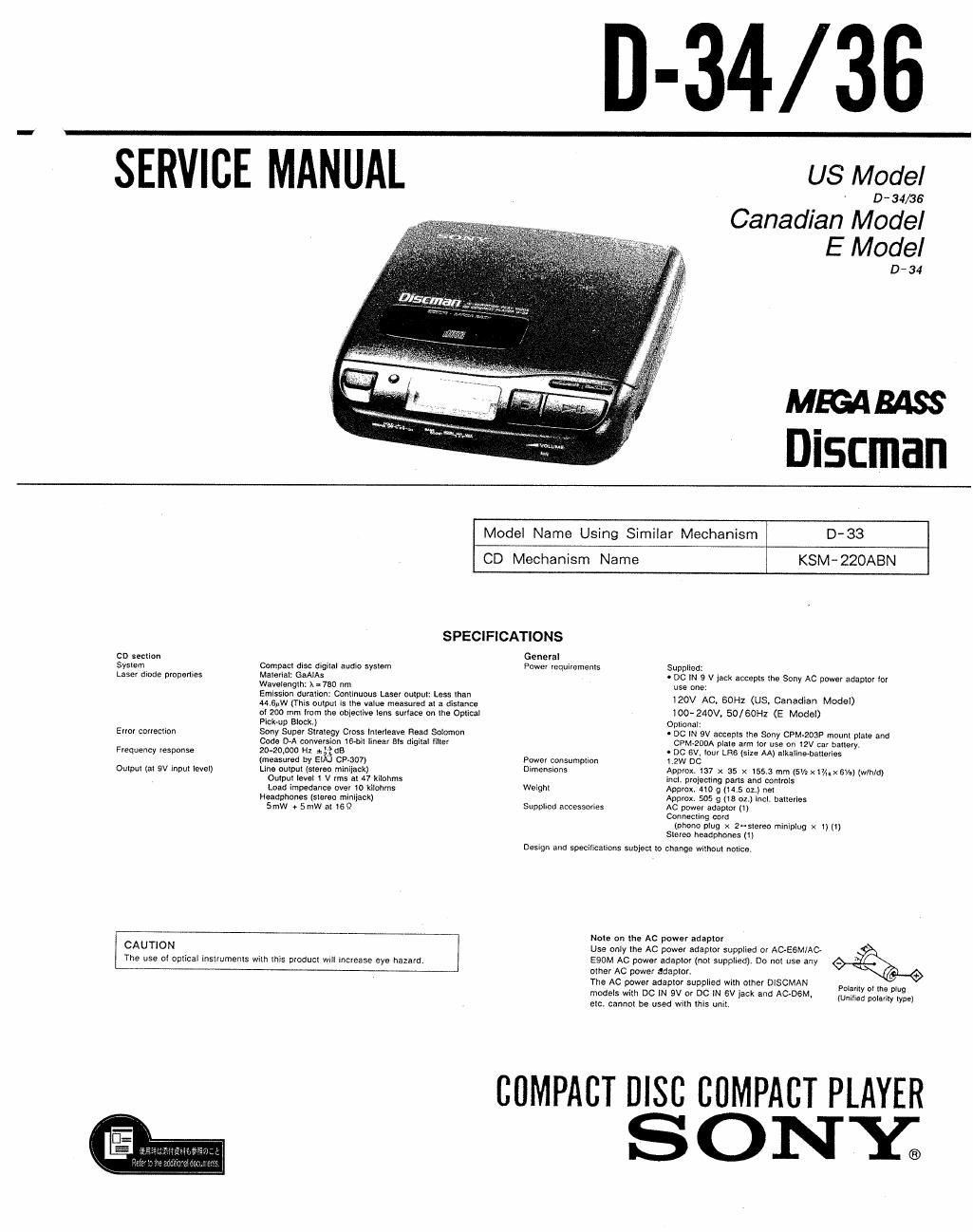 sony d 36 service manual