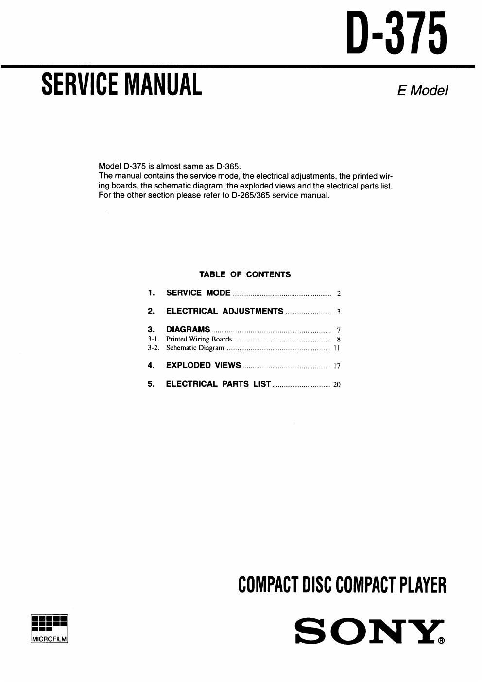 sony d 375 service manual