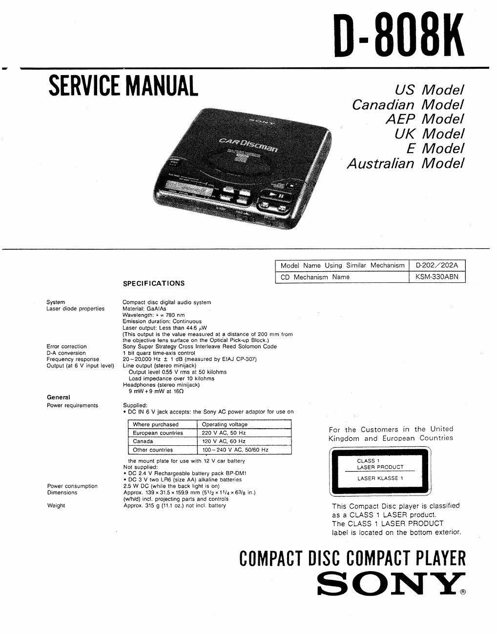 sony d 808 k service manual