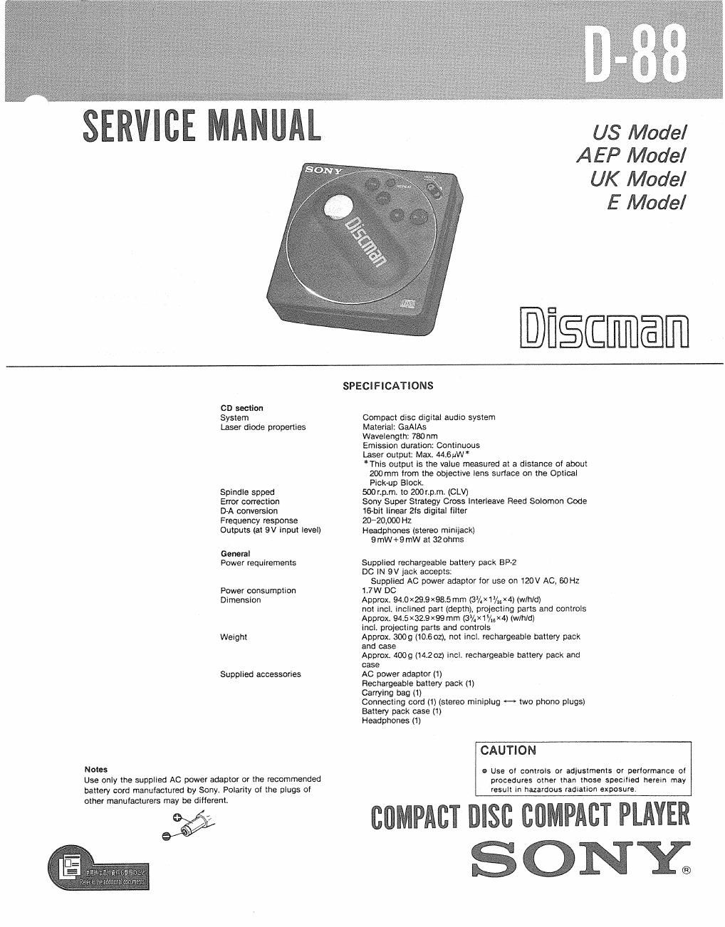 sony d 88 service manual