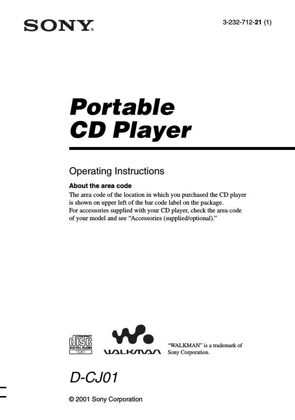 sony d cj 01 owners manual