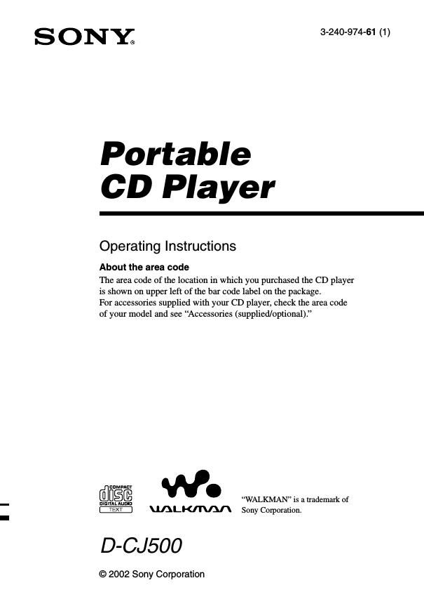 sony d cj 500 owners manual