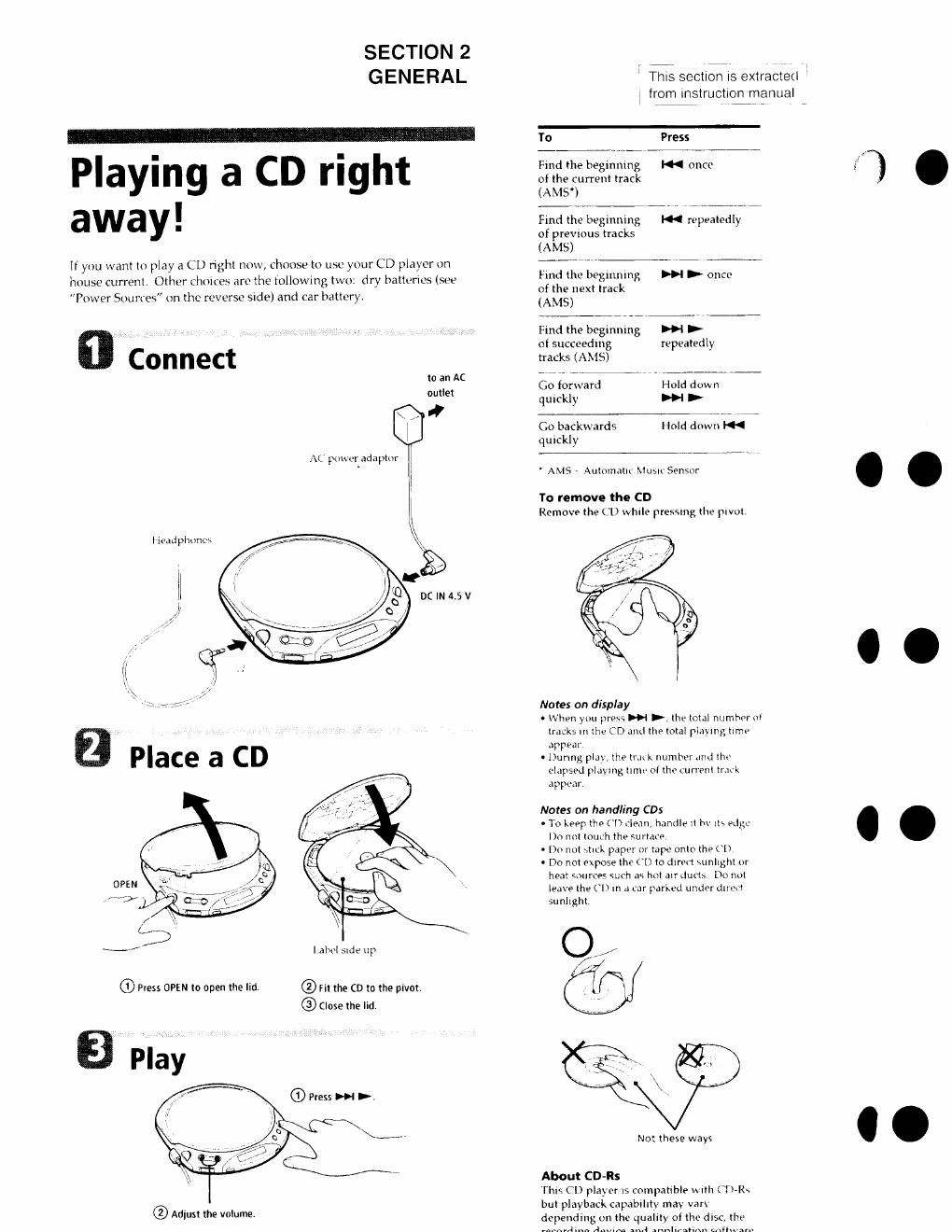 sony d e 226 ck owners manual