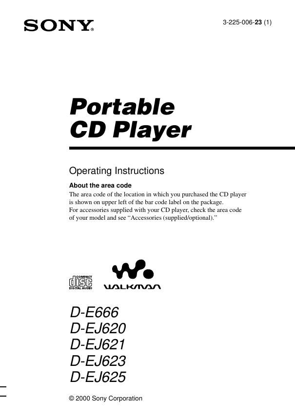 sony d e 666 owners manual