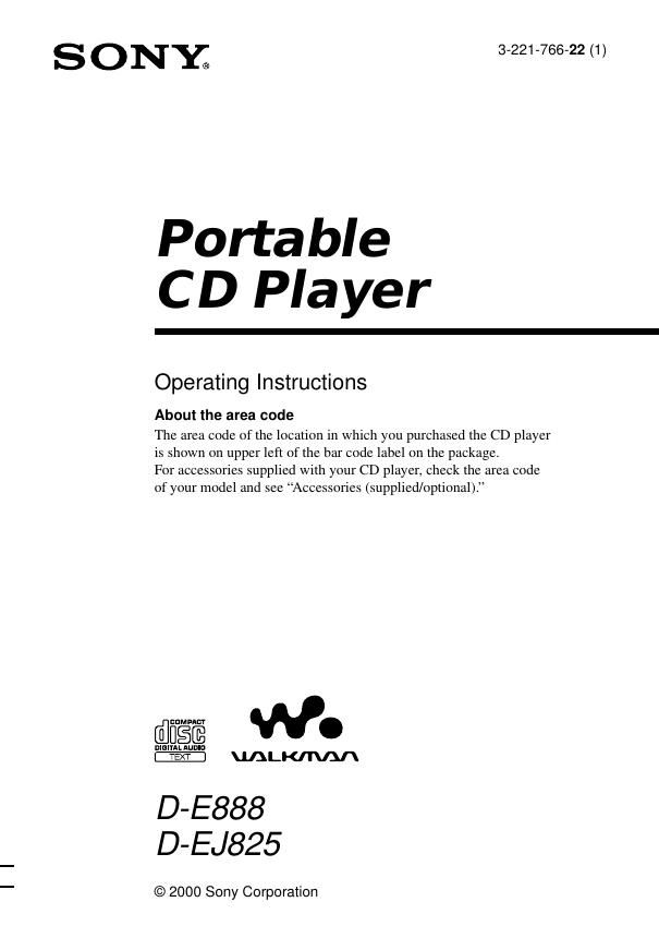 sony d e 888 owners manual