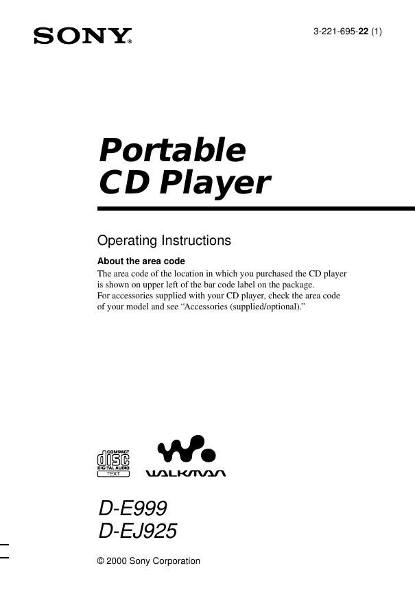 sony d e 999 owners manual