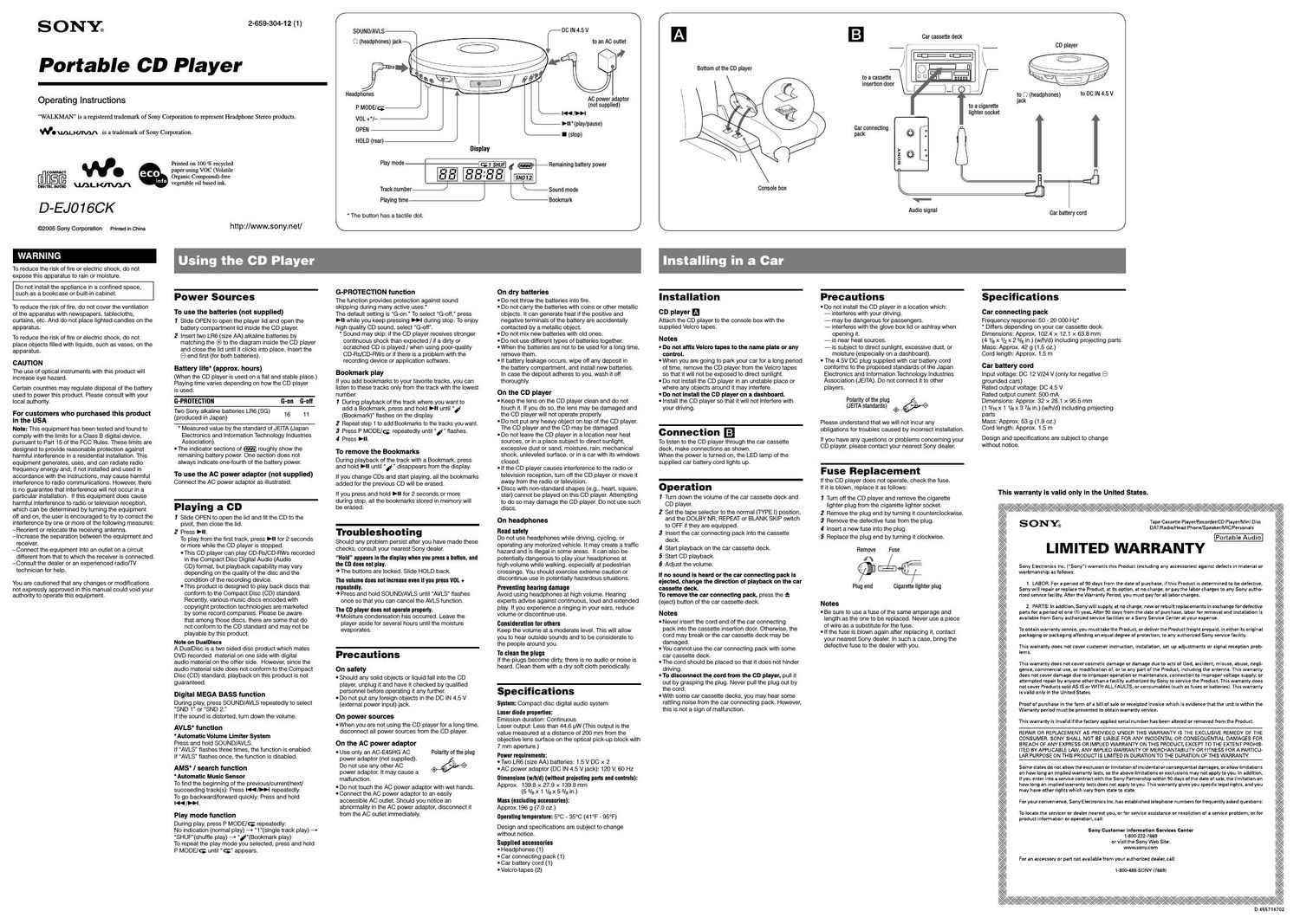 sony d ej 016 ck owners manual