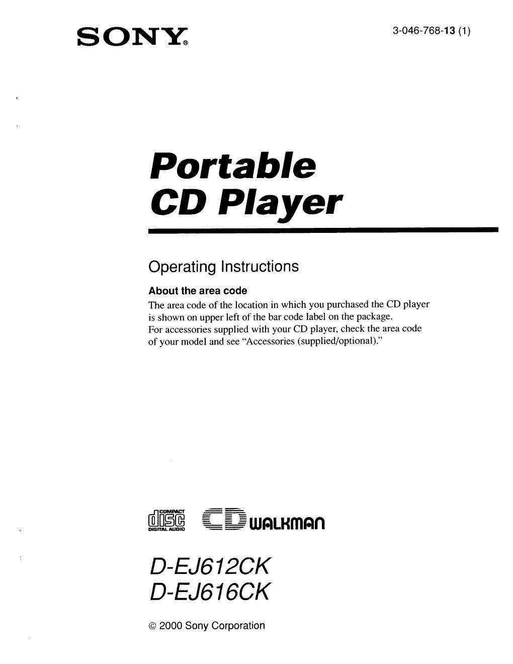 sony d ej 612 ck owners manual