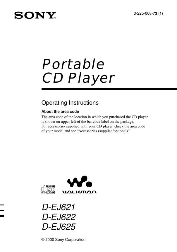 sony d ej 621 owners manual