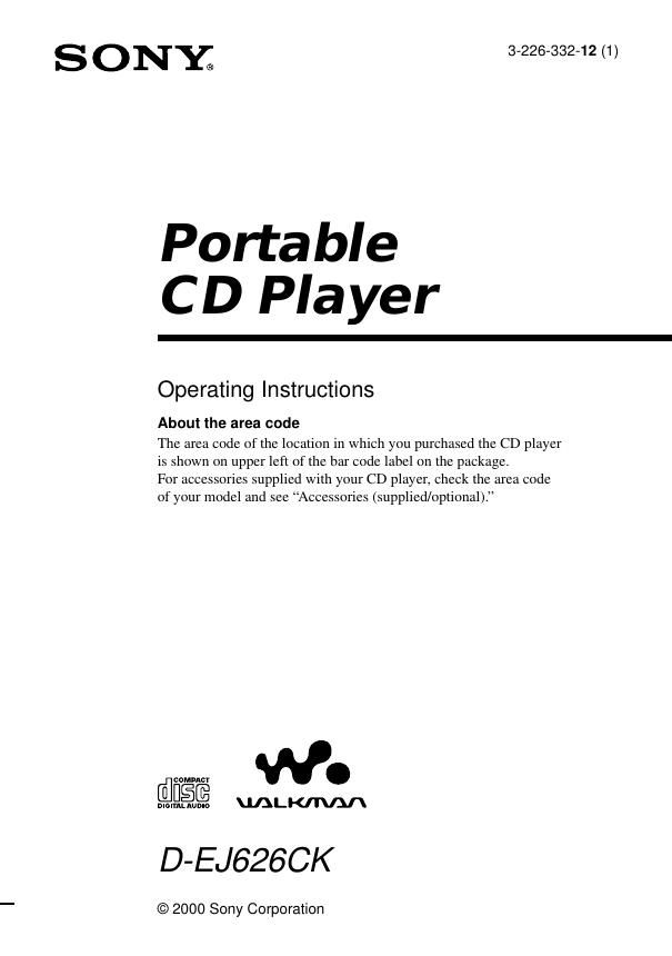 sony d ej 626 ck owners manual