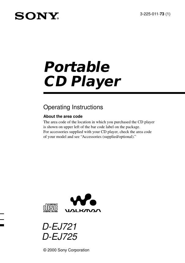 sony d ej 721 owners manual