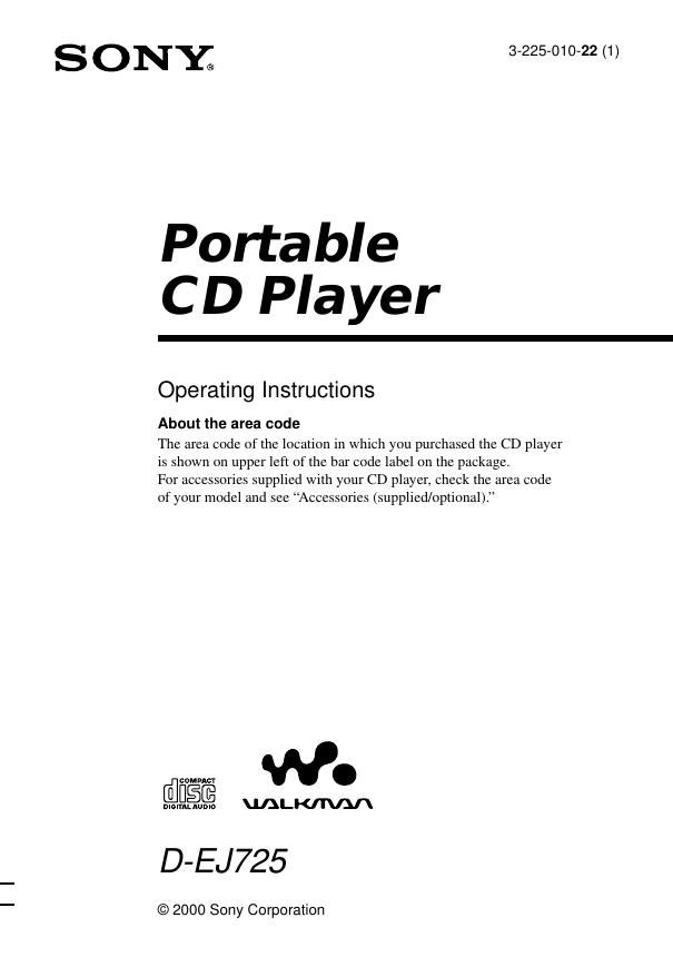 sony d ej 725 owners manual