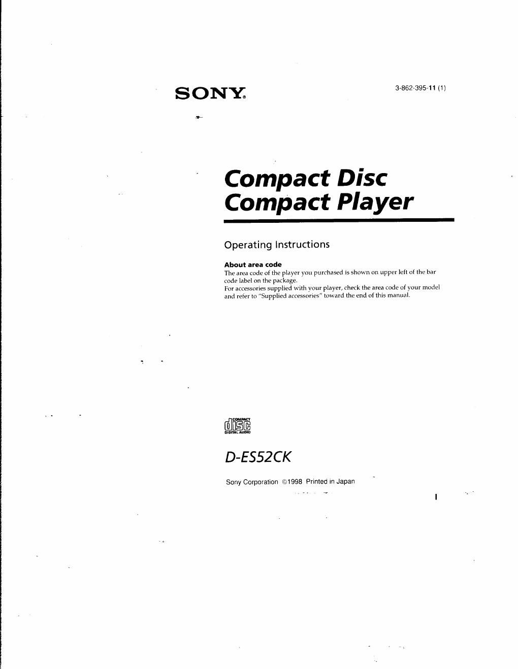 sony d es 52 ck owners manual
