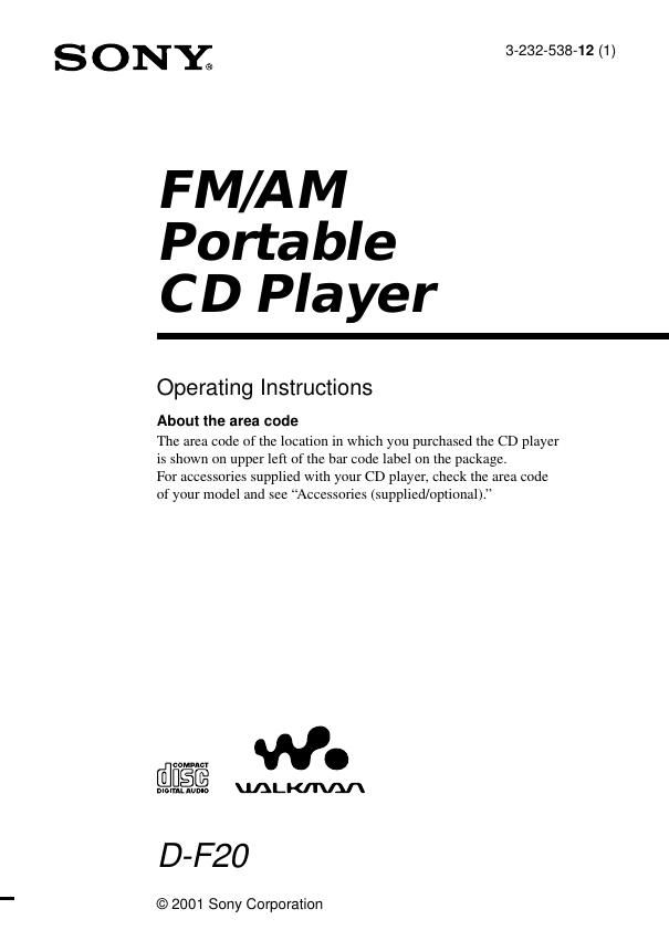 sony d f 20 owners manual
