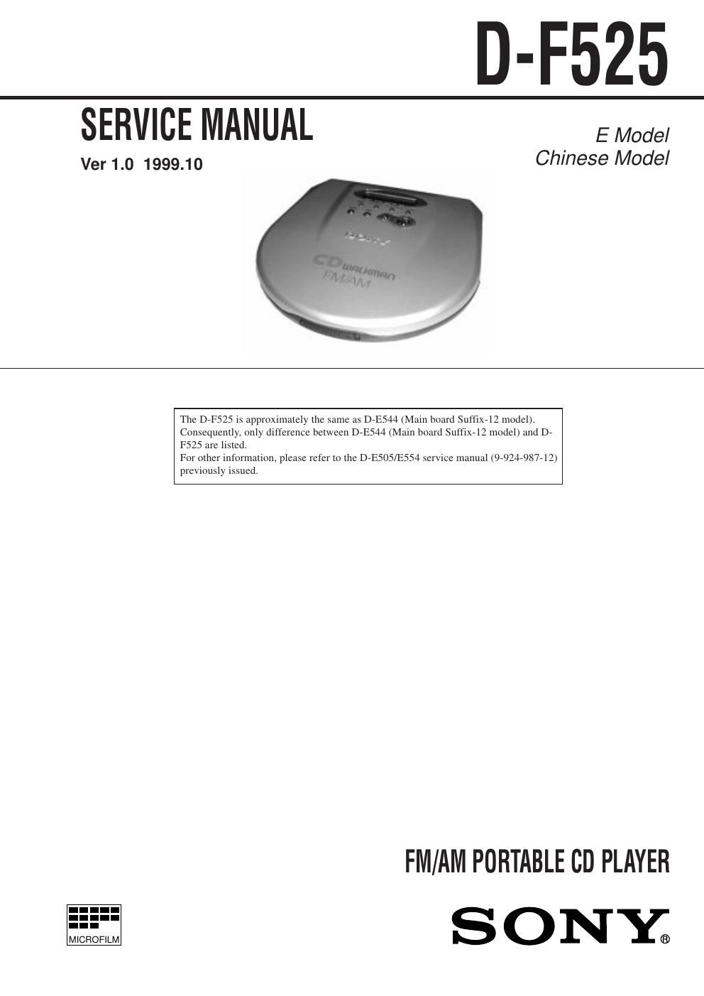 sony d f 525 service manual