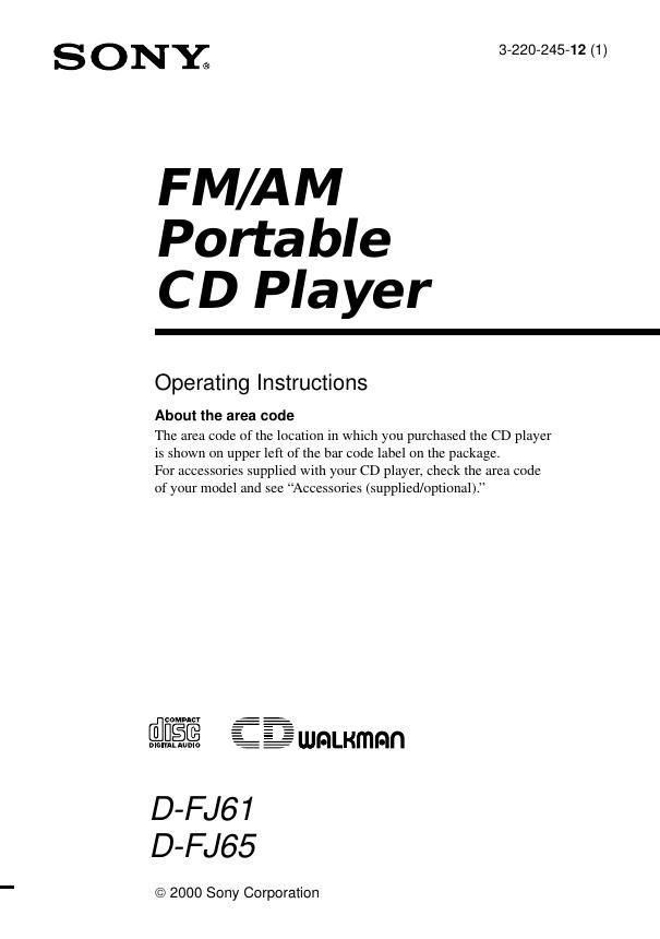 sony d fj 65 owners manual