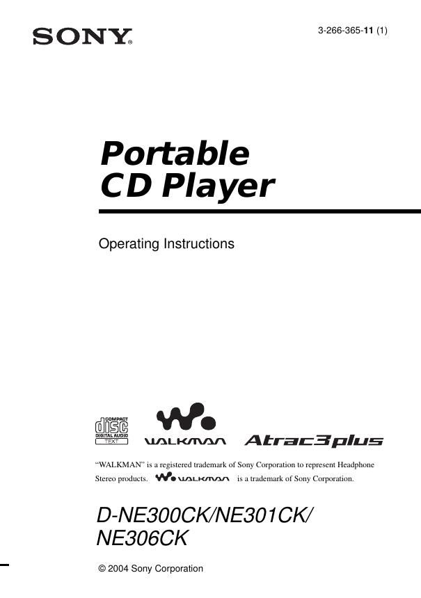 sony d ne 300 ck owners manual