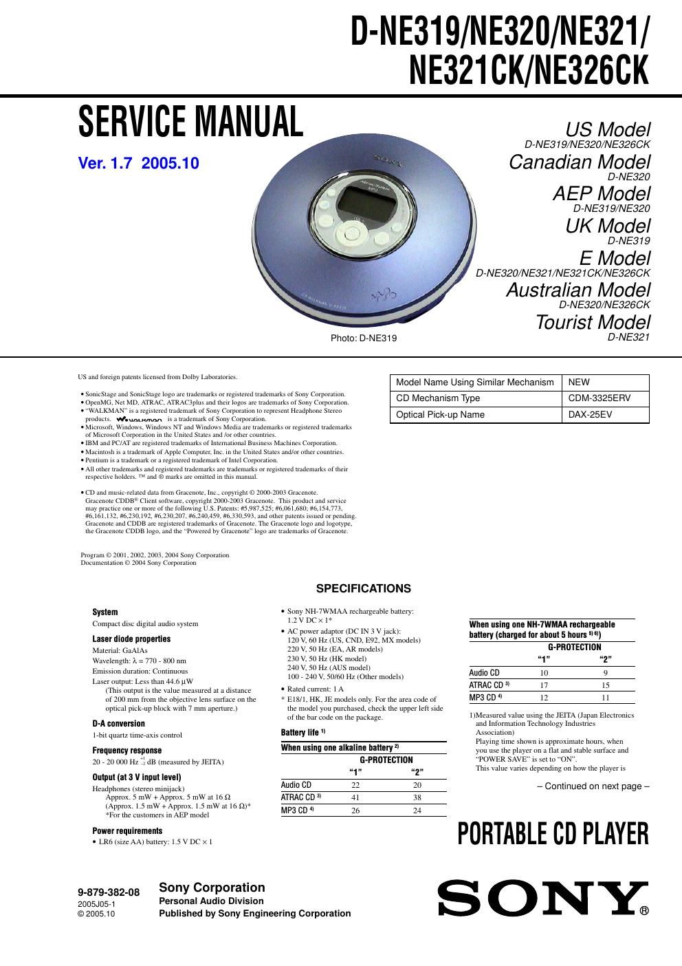 sony d ne 319 service manual