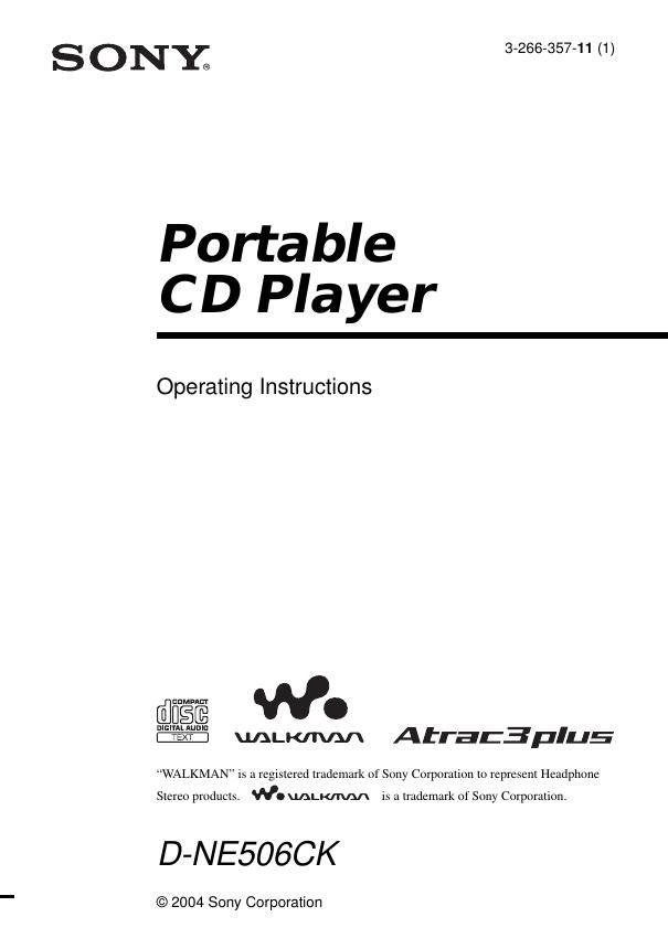 sony d ne 506 ck owners manual