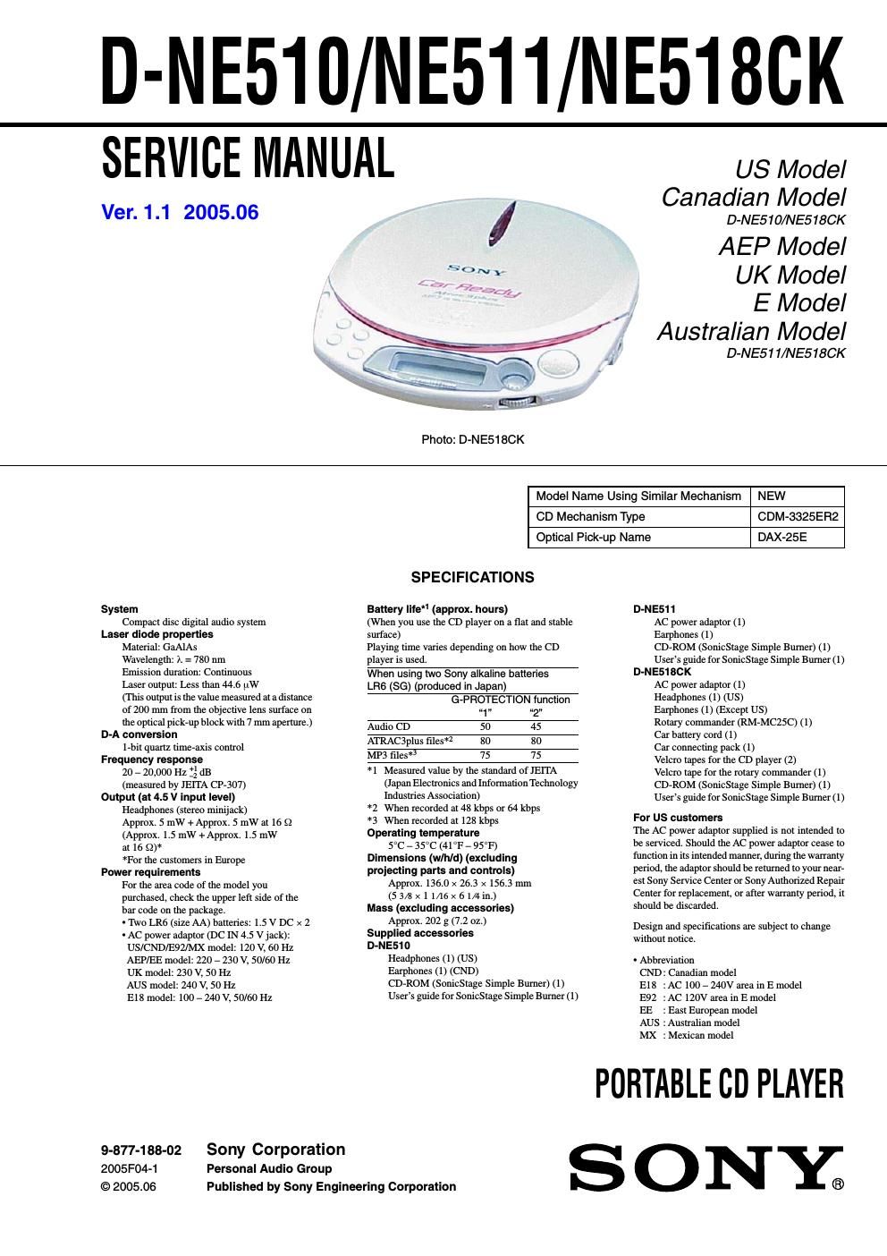 sony d ne 510 service manual