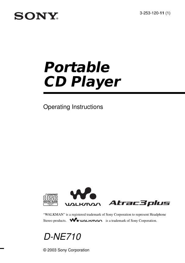 sony d ne 710 owners manual