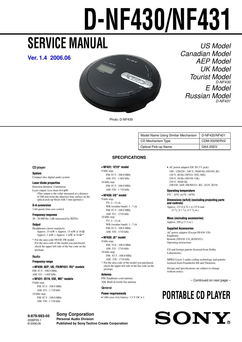sony d nf 430 service manual