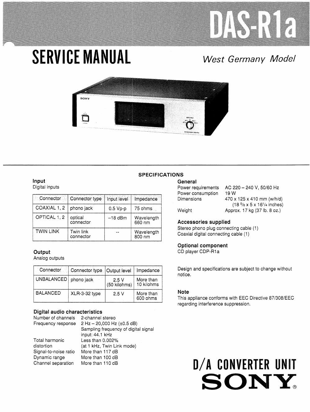 sony das r 1 a service manual