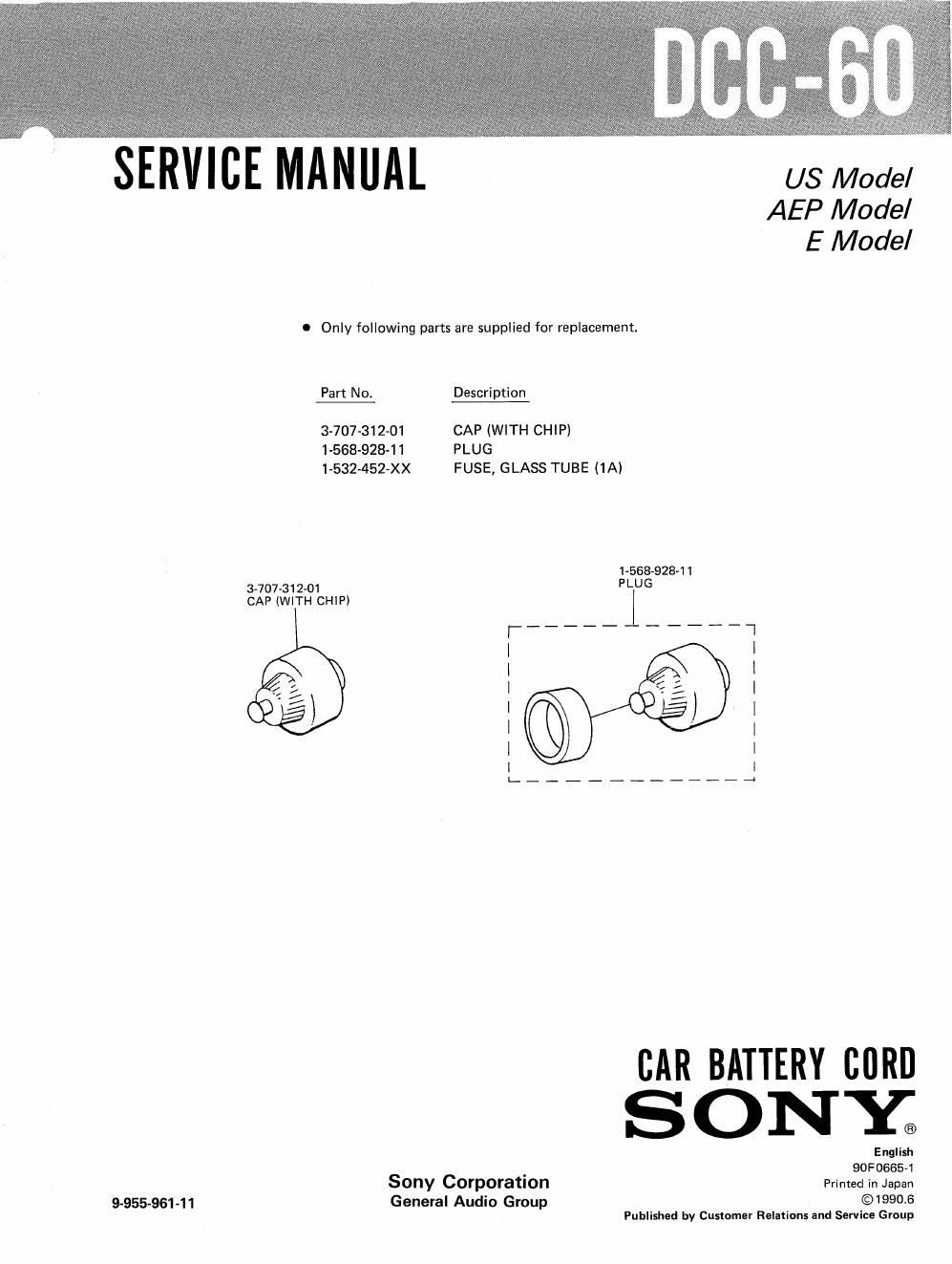 sony dcc 60 service manual
