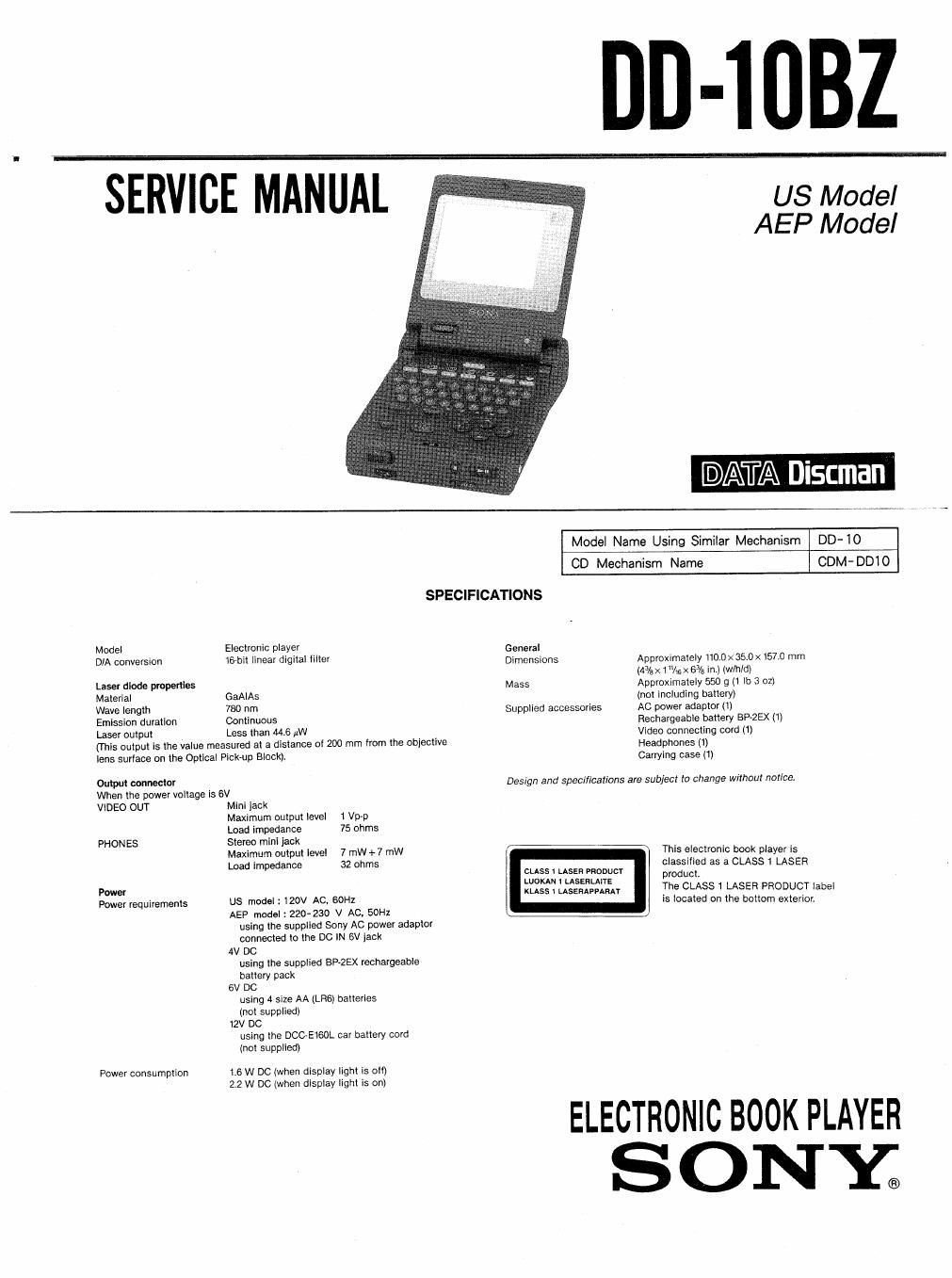 sony dd 10 bz service manual