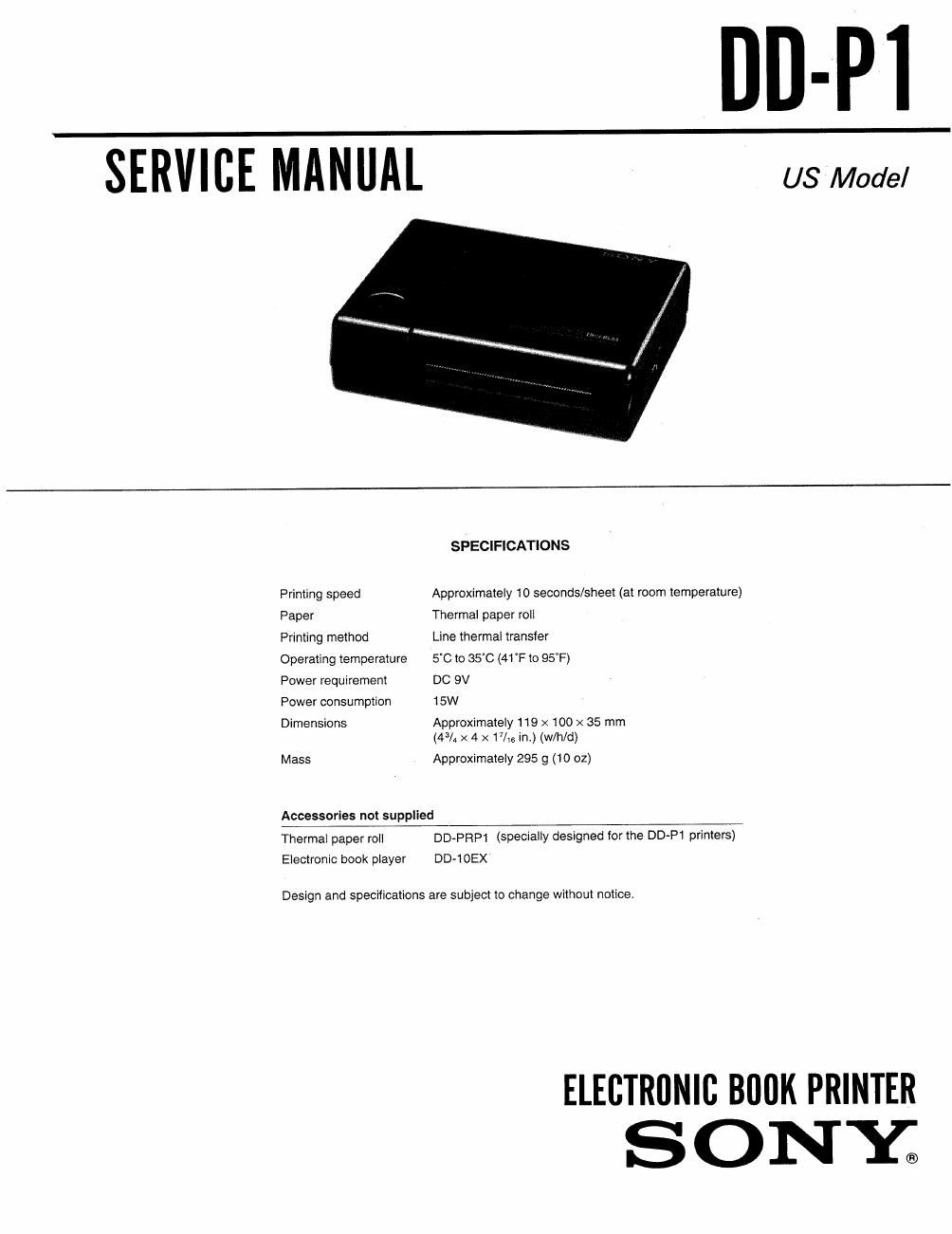 sony dd p 1 service manual