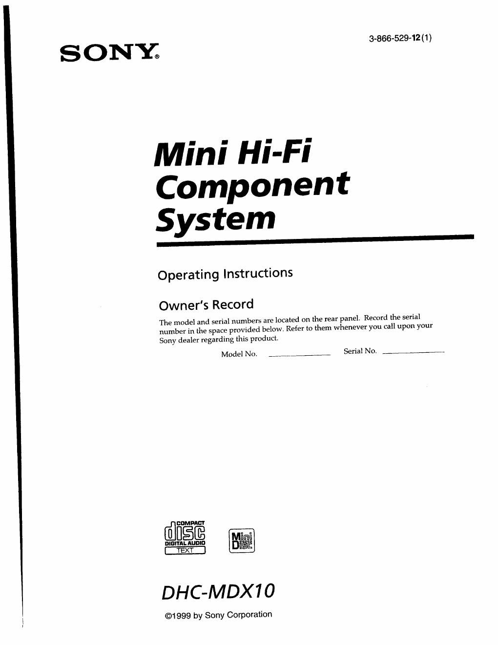 sony dhc mdx 10 owners manual