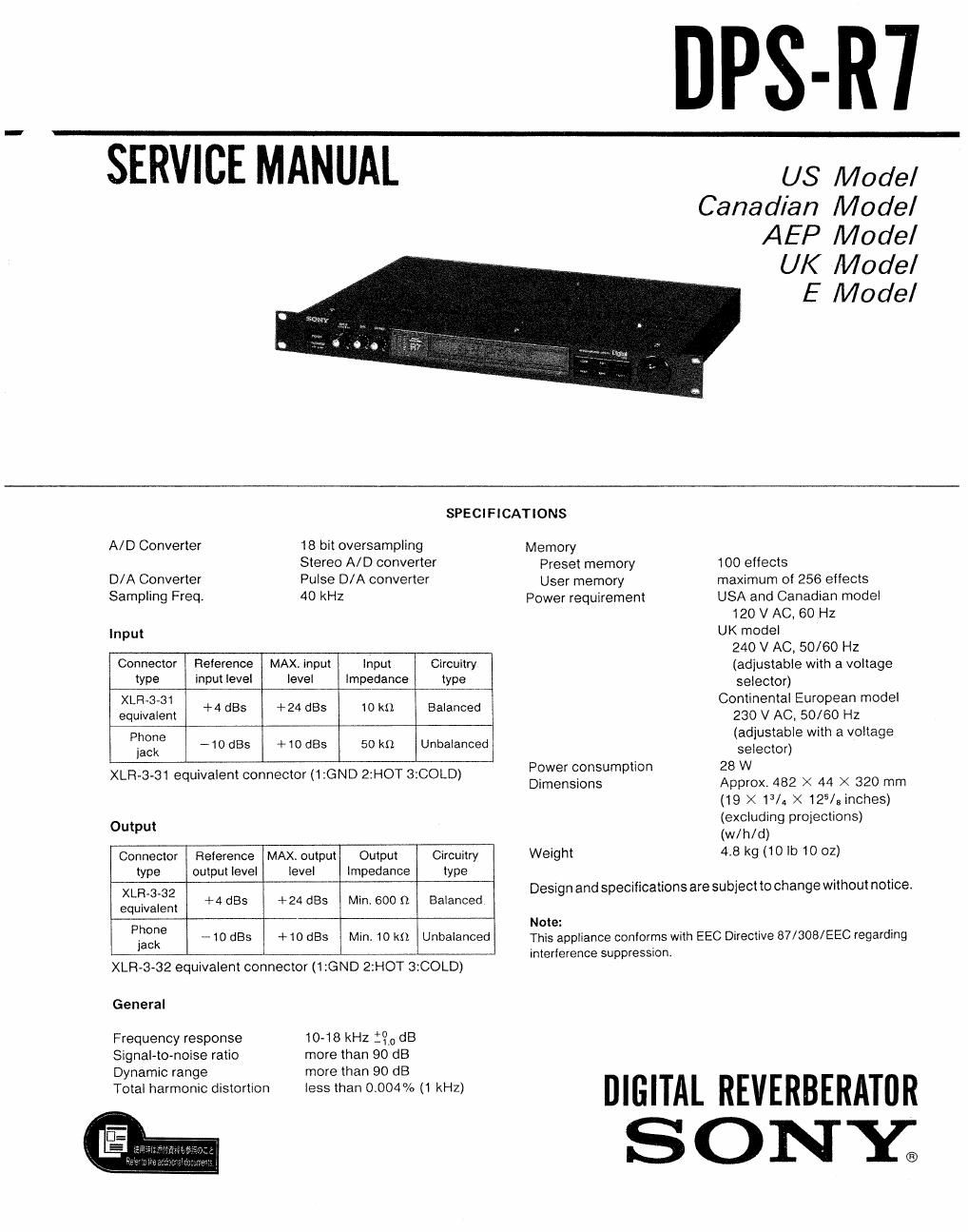 sony dps r 7 service manual