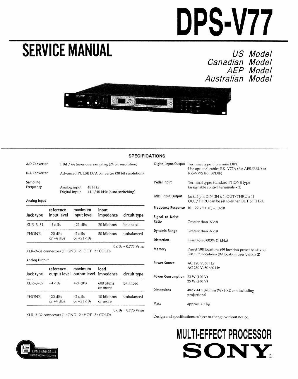 sony dps v 77 service manual