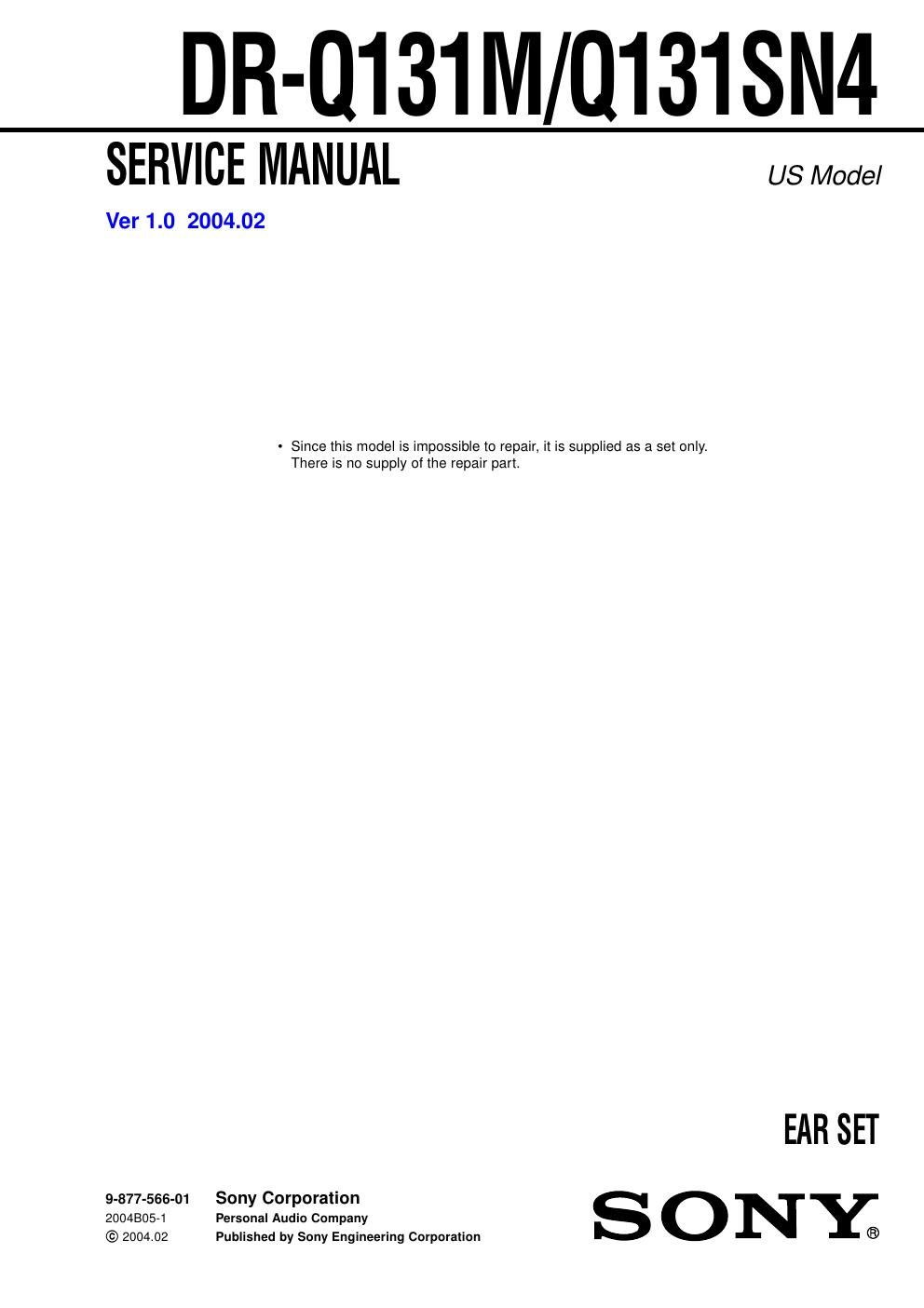 sony dr q 131 m service manual