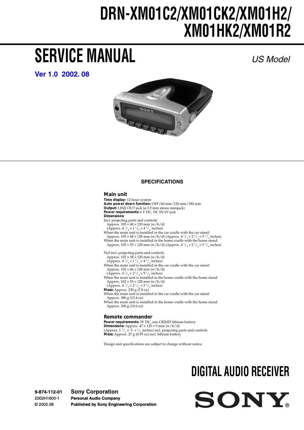 sony drn xm 01 c 2 service manual