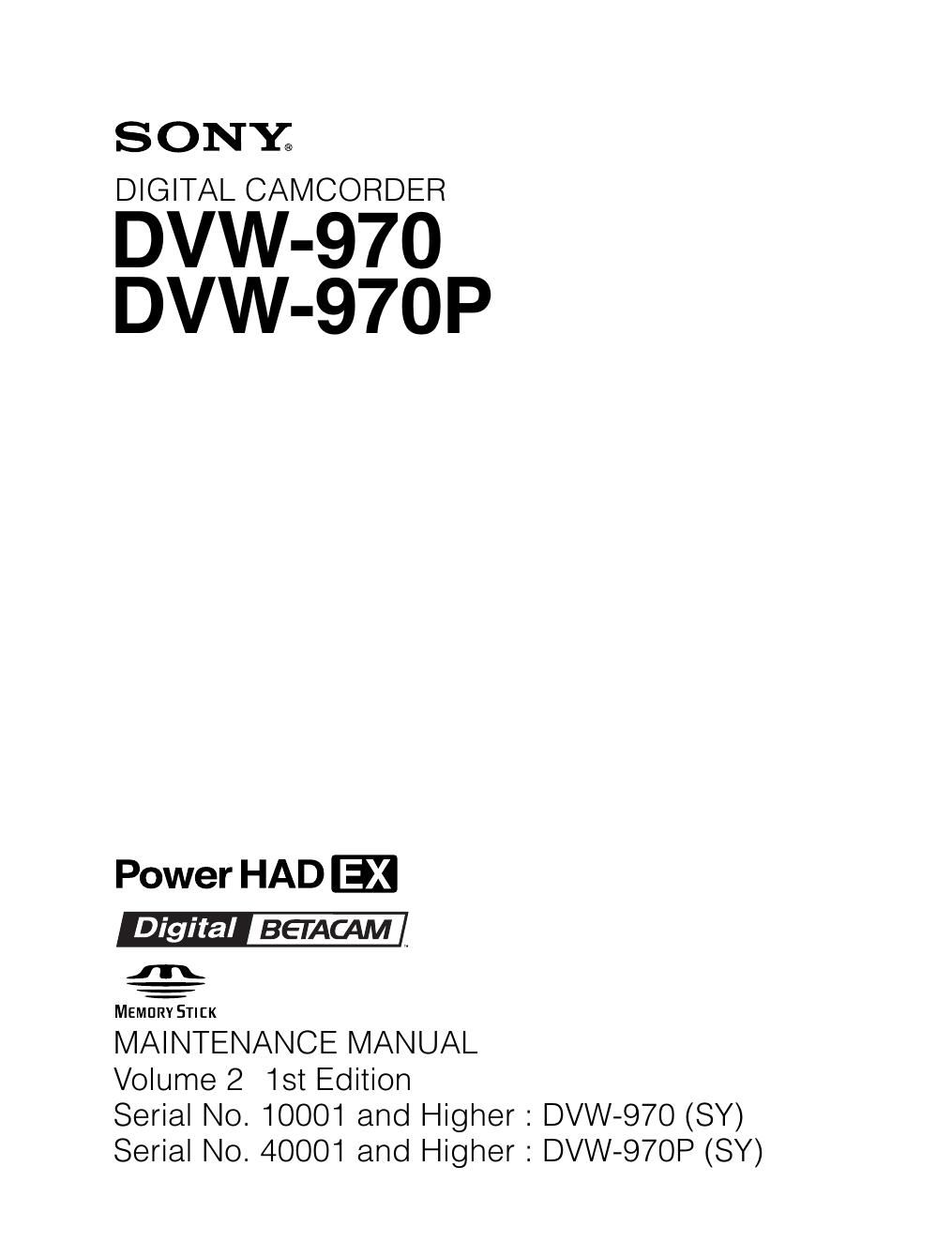 sony dvw 970 service manual