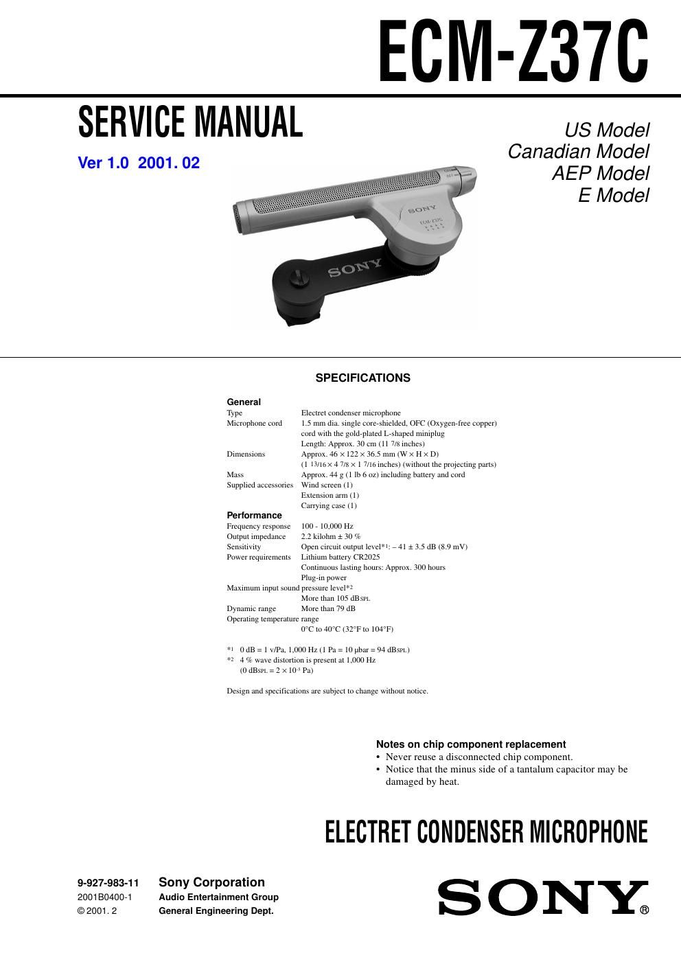 sony ecm 737 c service manual