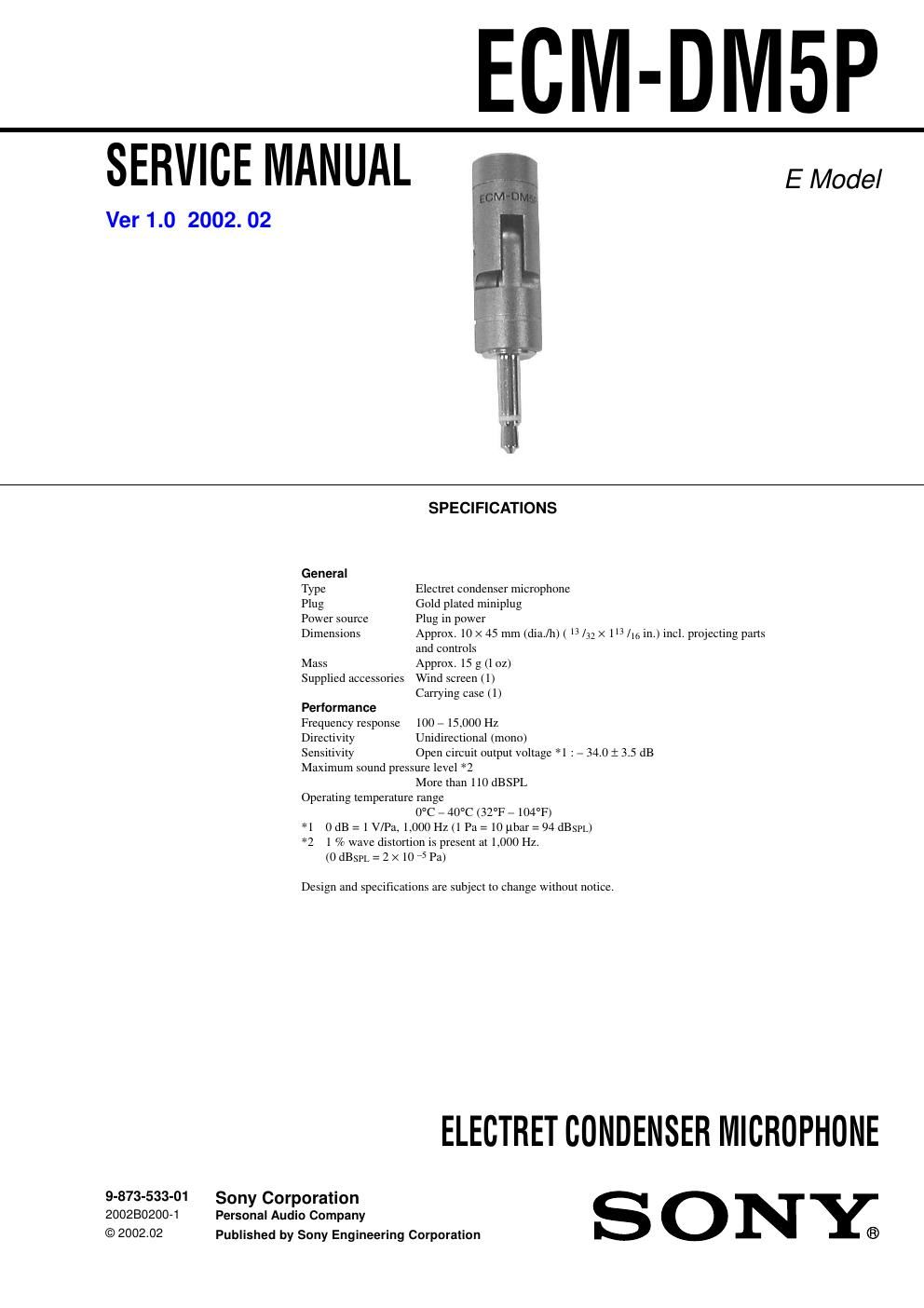 sony ecm dm 5 p service manual