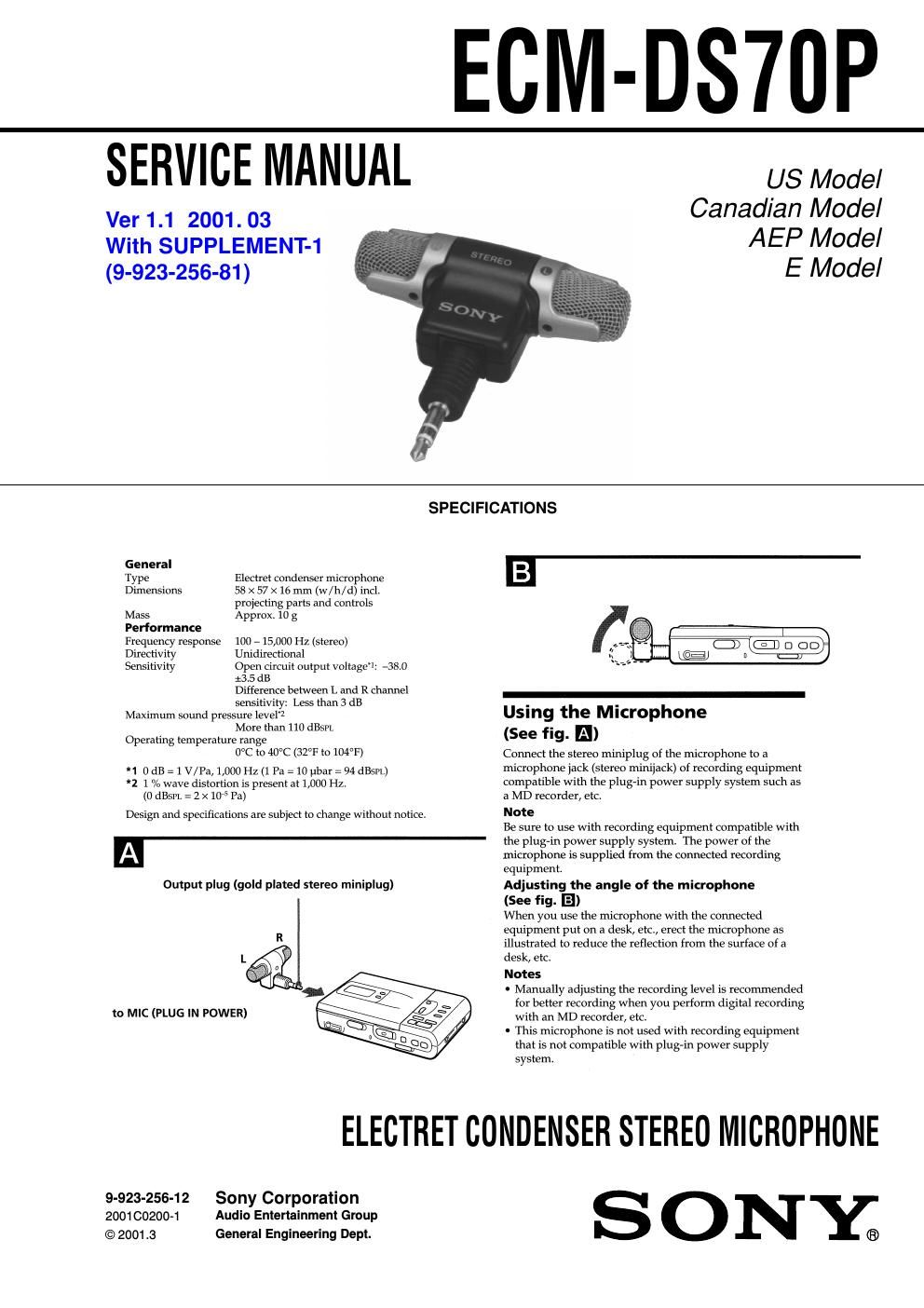 sony ecm ds 70 p service manual