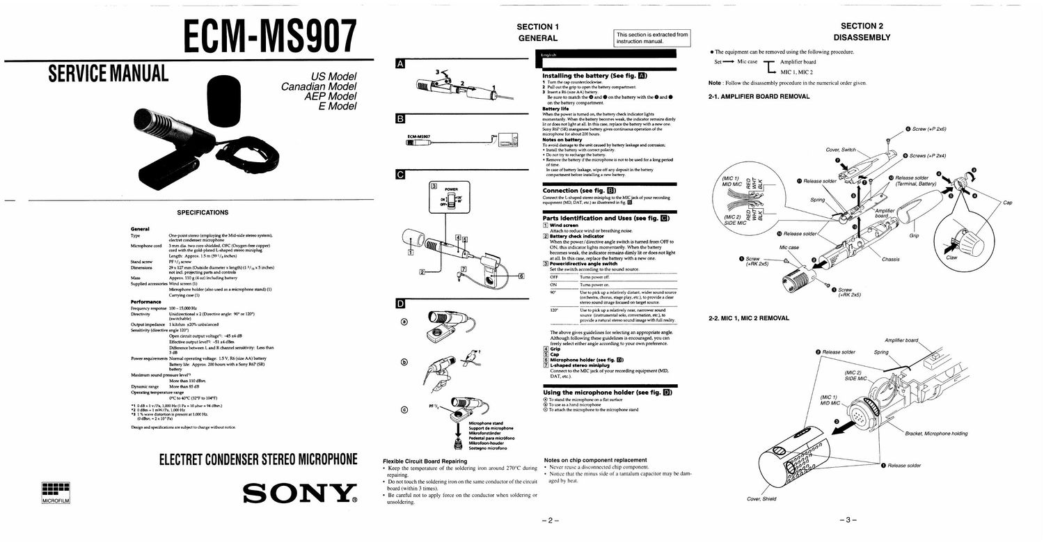 sony ecm ms 907 service manual